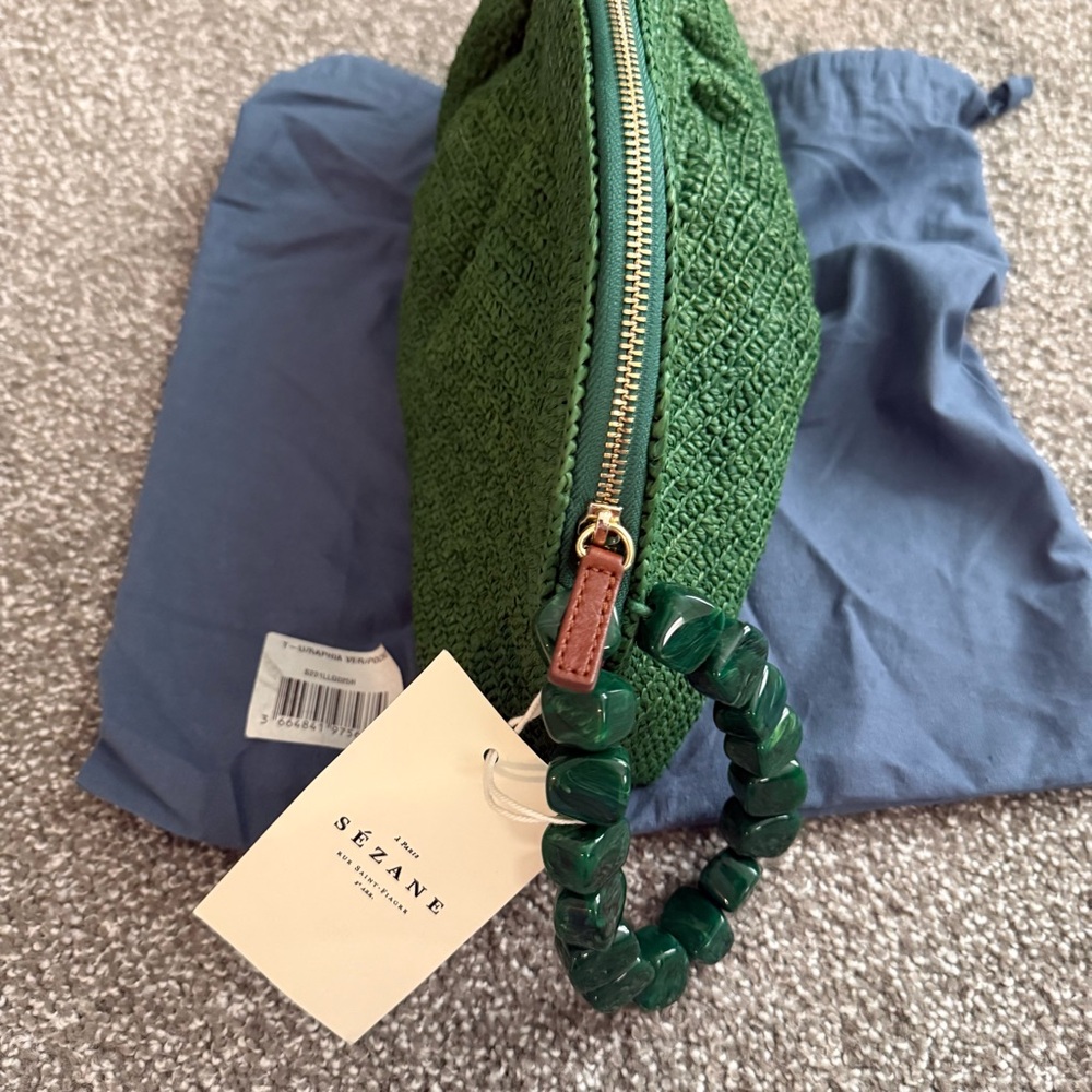 Sezane Green Beaded-Handle Clutch - Picture 3 of 3